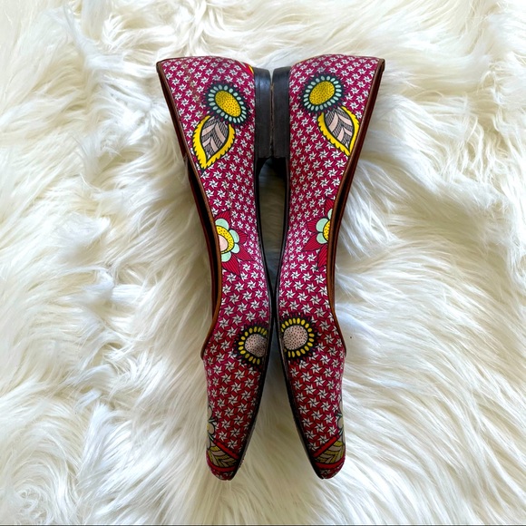 Sergio Rossi Printed Ballet Flats Leather Red 9 - Picture 3 of 8